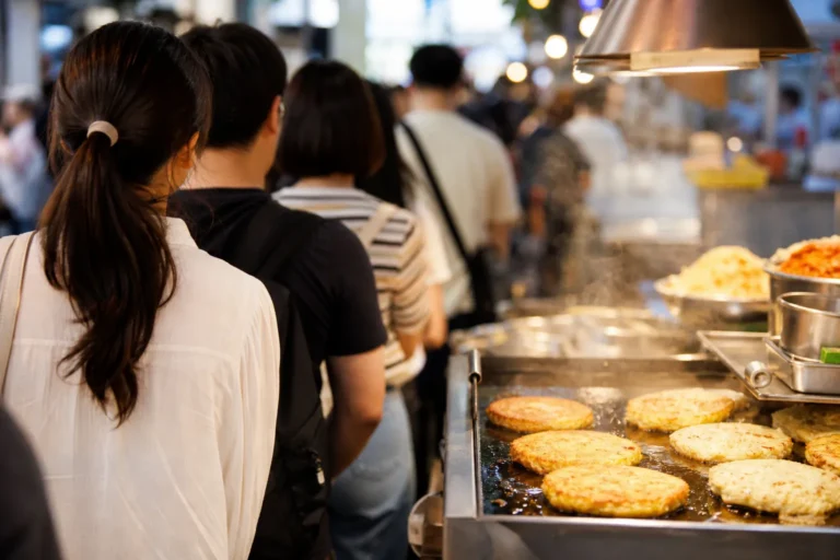 Sunhui-ne Bindaetteok waiting guide at Gwangjang Market Seoul