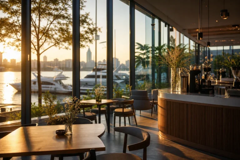 Royal Marina Hangang Branch EDIYA Coffee yacht view cafe at Jamwon Hangang Park