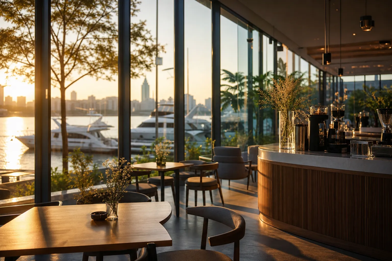 Royal Marina Hangang Branch EDIYA Coffee yacht view cafe at Jamwon Hangang Park