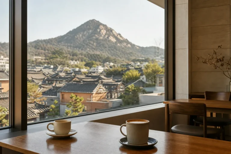 Daechung Park Inwangsan view Seochon cafe rooftop coffee