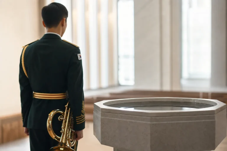 Cha Eunwoo Baptism Confirmed During Military Band Service stage concept