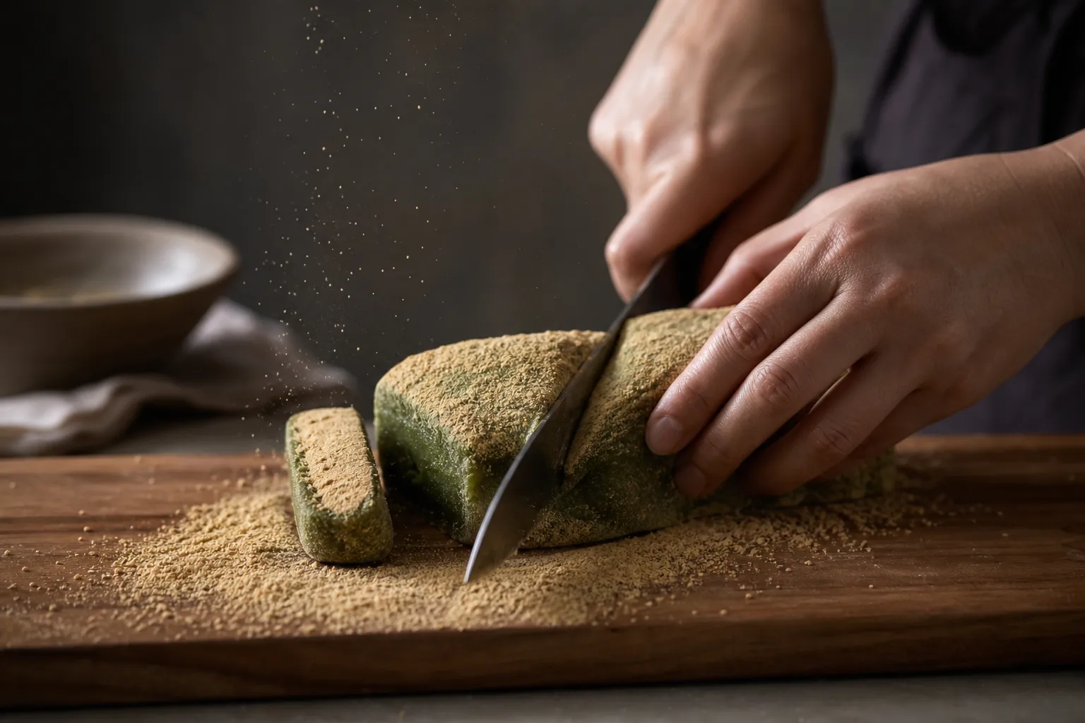 Low-Sugar Jeju Mugwort Injeolmi: The Traditional Tteok That Won Korea’s First Prime Minister’s Rice Award 2 Jeju mugwort injeolmi low-sugar tteok preparation