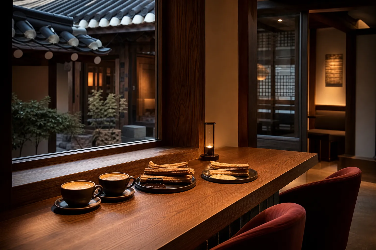 OTC Ikseon Churros hanok-view cafe setting in Seoul