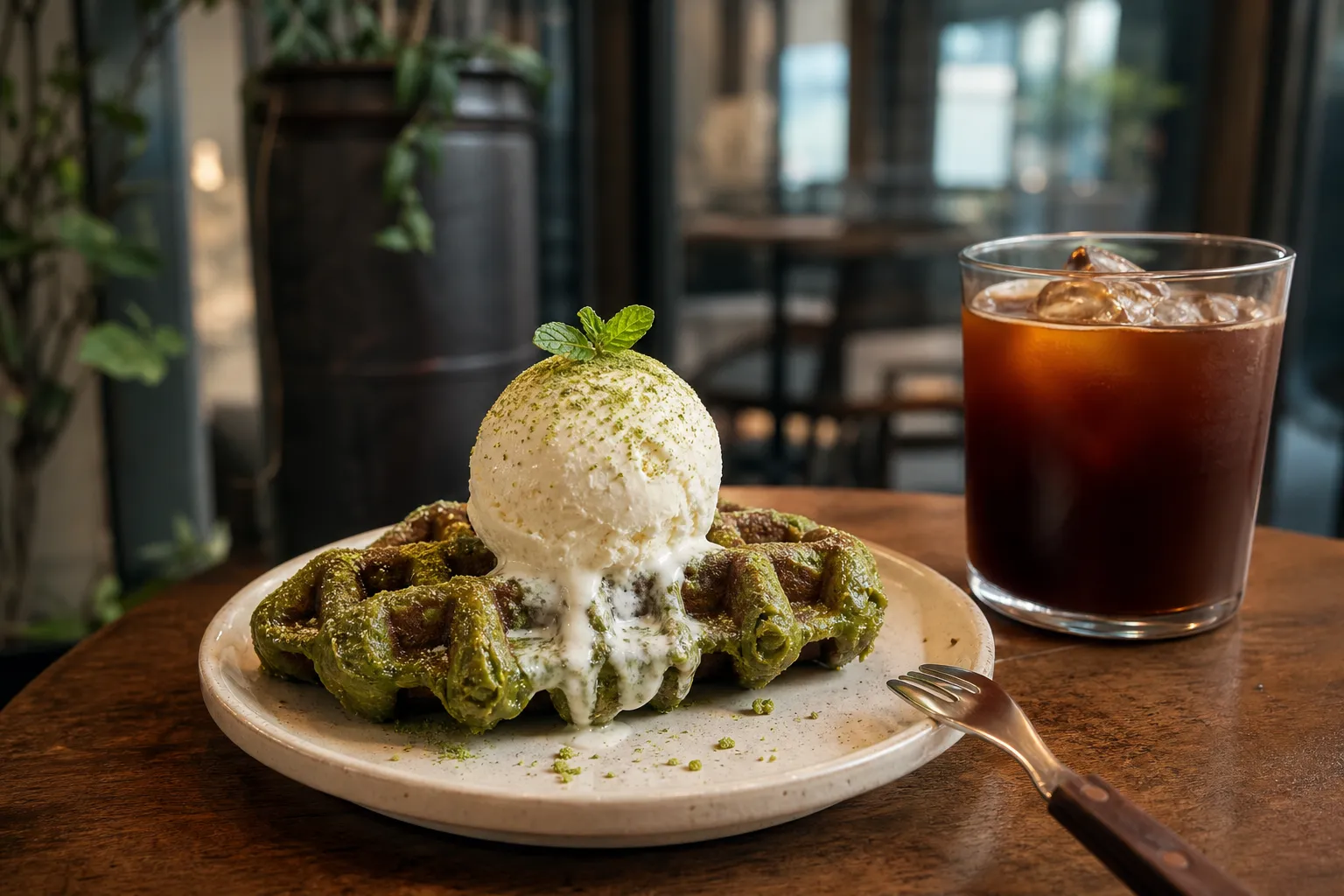 Sumtarr Seoul Forest Matcha Croffle: A Seongsu Matcha Croffle With Vanilla Ice Cream 2 Sumtarr Seoul Forest Matcha Croffle Seongsu dessert cafe guide