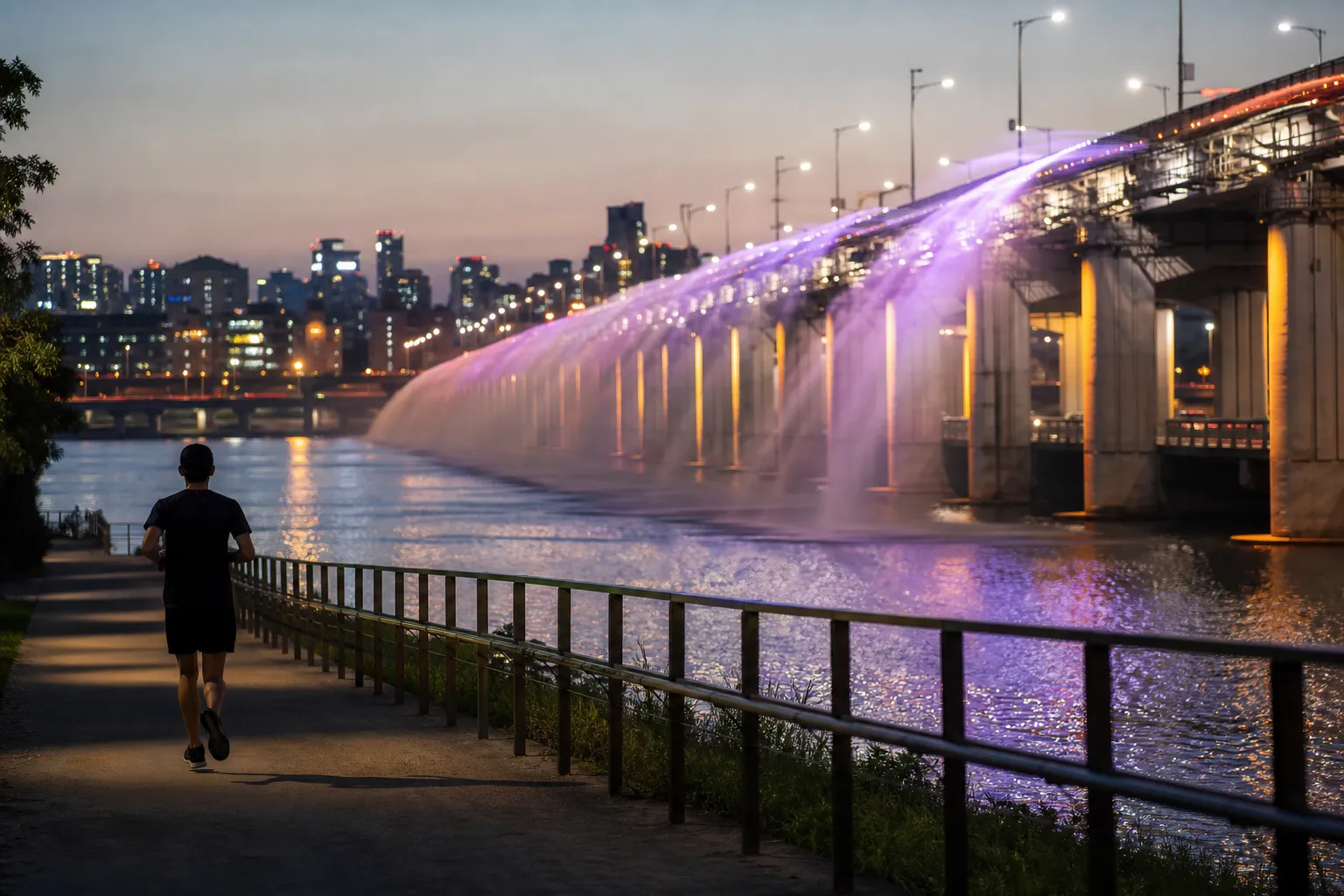 Banpo Moonlight Rainbow Fountain Jamsugyo night running