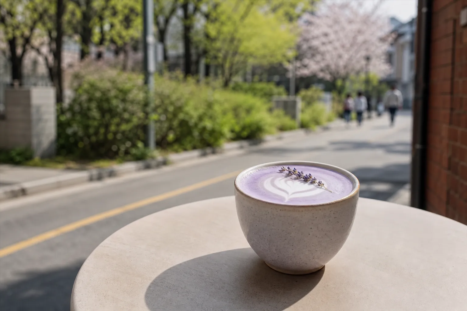 Milk Honey Seoul Sinyongsan lavender latte near Yongsan Children’s Garden